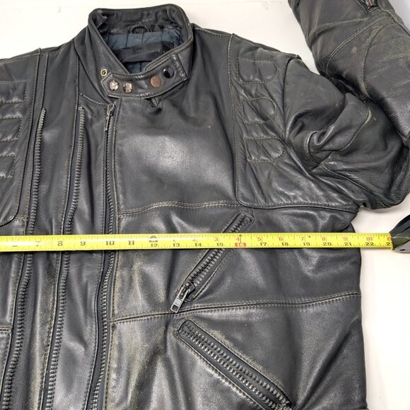 SOLDHein Gericke VTG AMF Harley Davidson Leather Cafe Racer Jacket 40 Thrashed - Picture 12 of 16